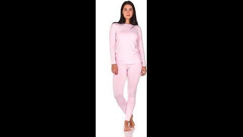 Women Fleece Lined Base Layer Pajama Set Cold Weather