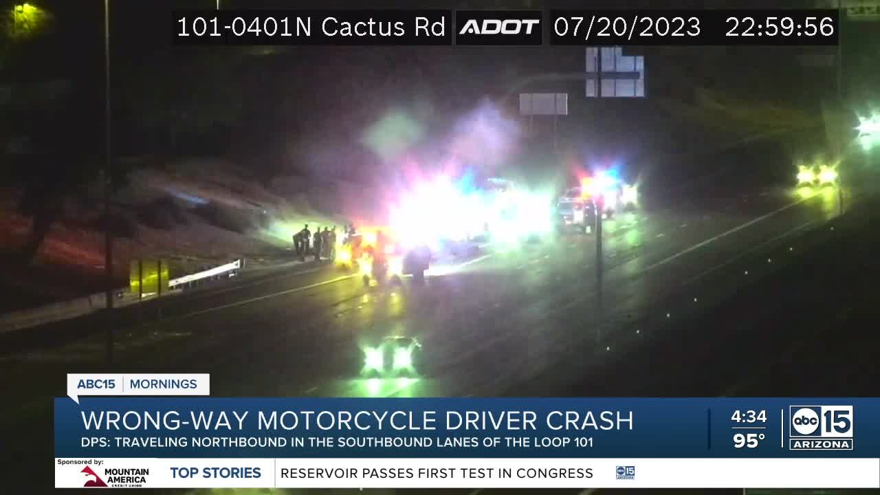 Wrong-way crash involving motorcyclist under investigation on Loop 101