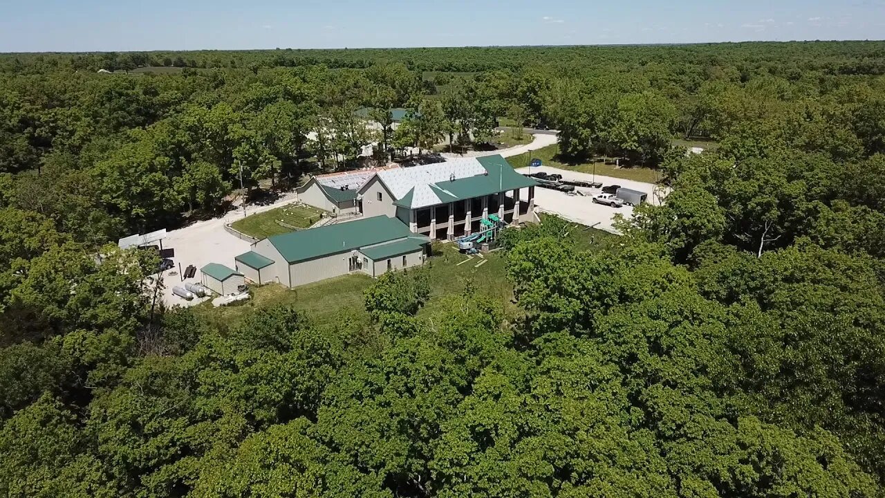 Drone shots of workers at Yahweh's Restoration Ministry, Holts Summit, Missouri, near Jefferson City