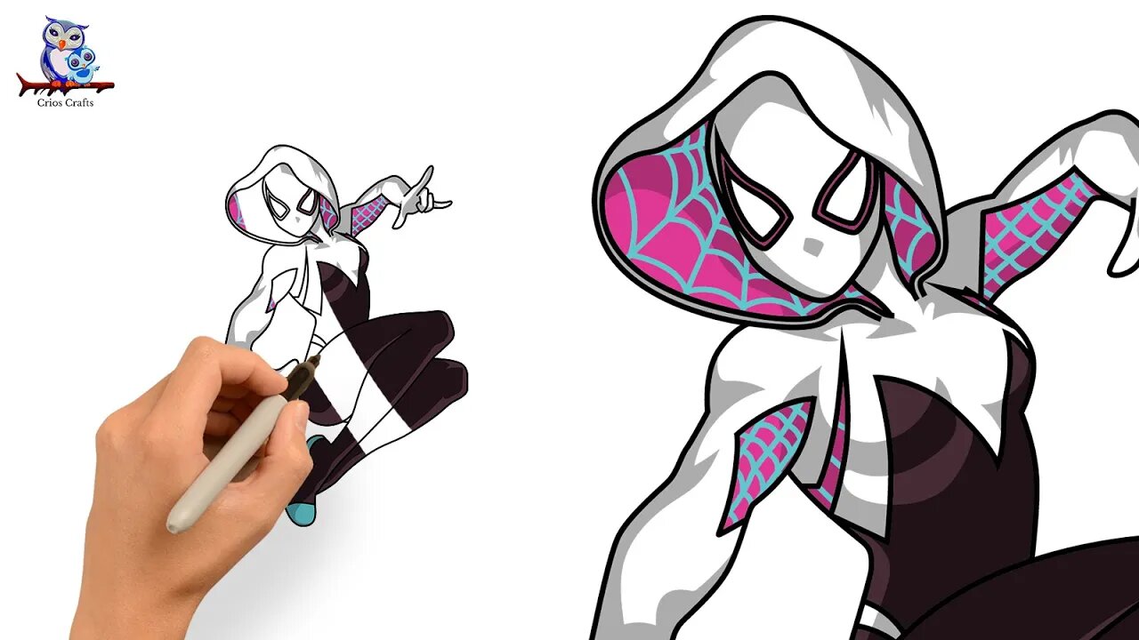 How To Draw Spider Gwen Stacey : Across the Spider-Verse - Tutorial