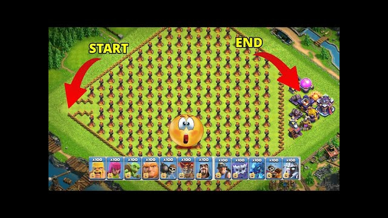 150+ Inferno Tower Vs All 100x Max Level Barracks Troops 😲 🔥 #coc #experiment