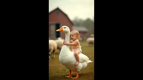 Cute Baby Set On Duck