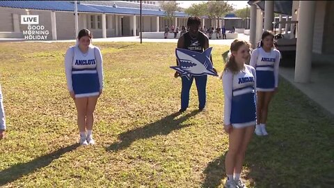 Deiah Riley live with the Anclote High cheer team