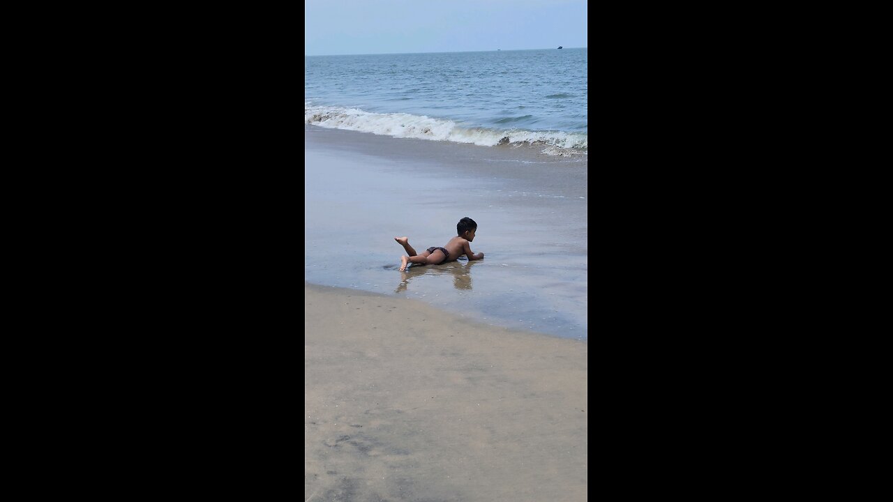 funny kids on beach