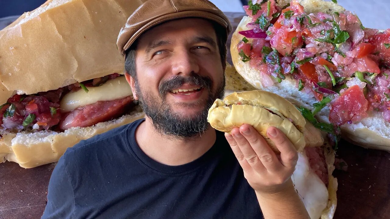 PÃO COM LINGUIÇA na churrasqueira