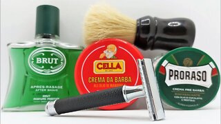 Classic shave 2022, Mühle R89, Cella, Proraso and Brut mix.