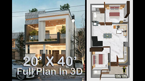 20 X 40 House plan 3D || 800 sq.ft || South Facing || Vastu Plan || 2 BHK || Jagdamba Architecture