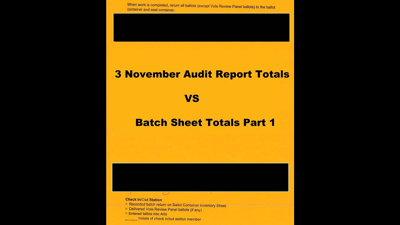 3 November Audit Report Totals VS Batch Sheet Totals Part 1