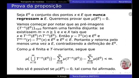 Teoria Ergódica: Prova do Teorema de Recorrência de Poincaré, na versão mensurável e topológica