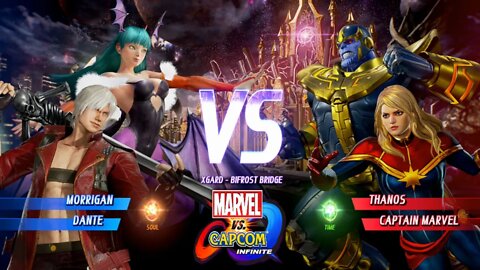 Morrigan & Dante VS Thanos & Captain Marvel marvel vs capcom infinite