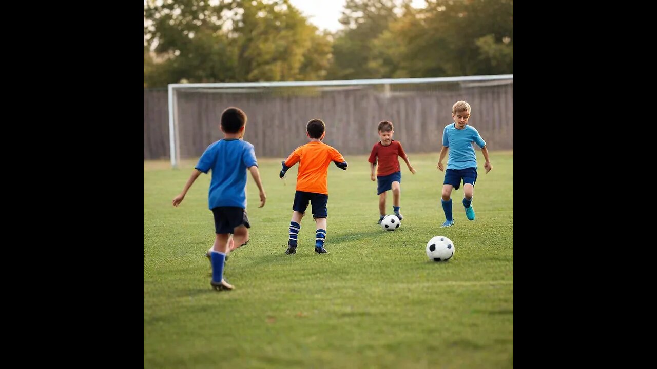 AI art: kids playing soccer