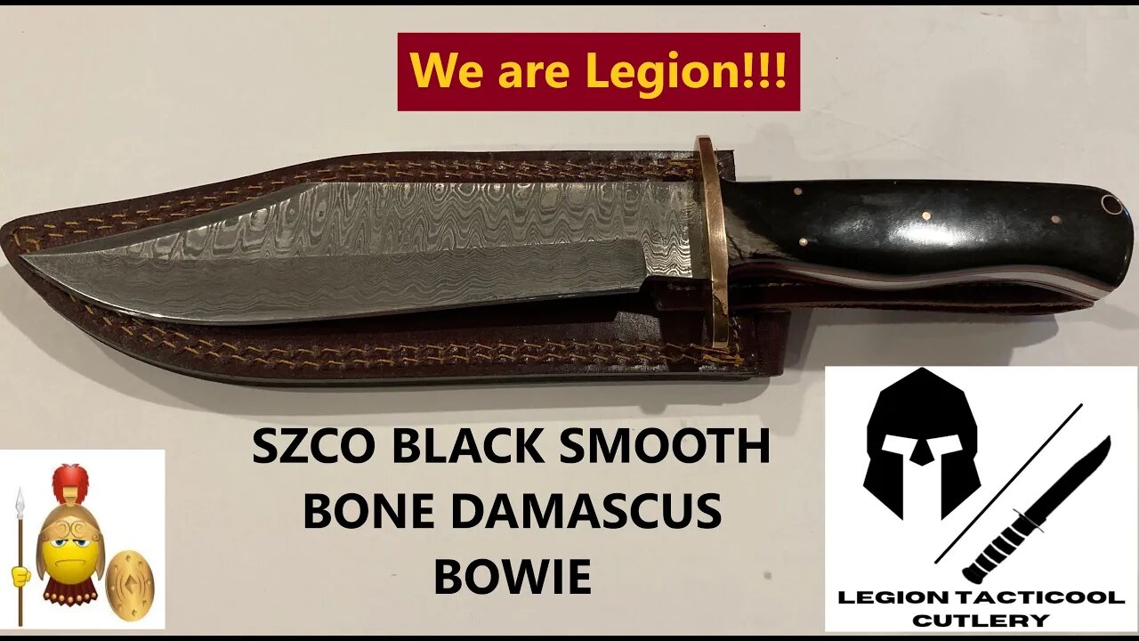 SZCO Black smooth bone Damascus Bowie!!!