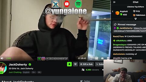 Yung Alone Reacts to Jack Doherty Smoking a Blunt (Kick Live)