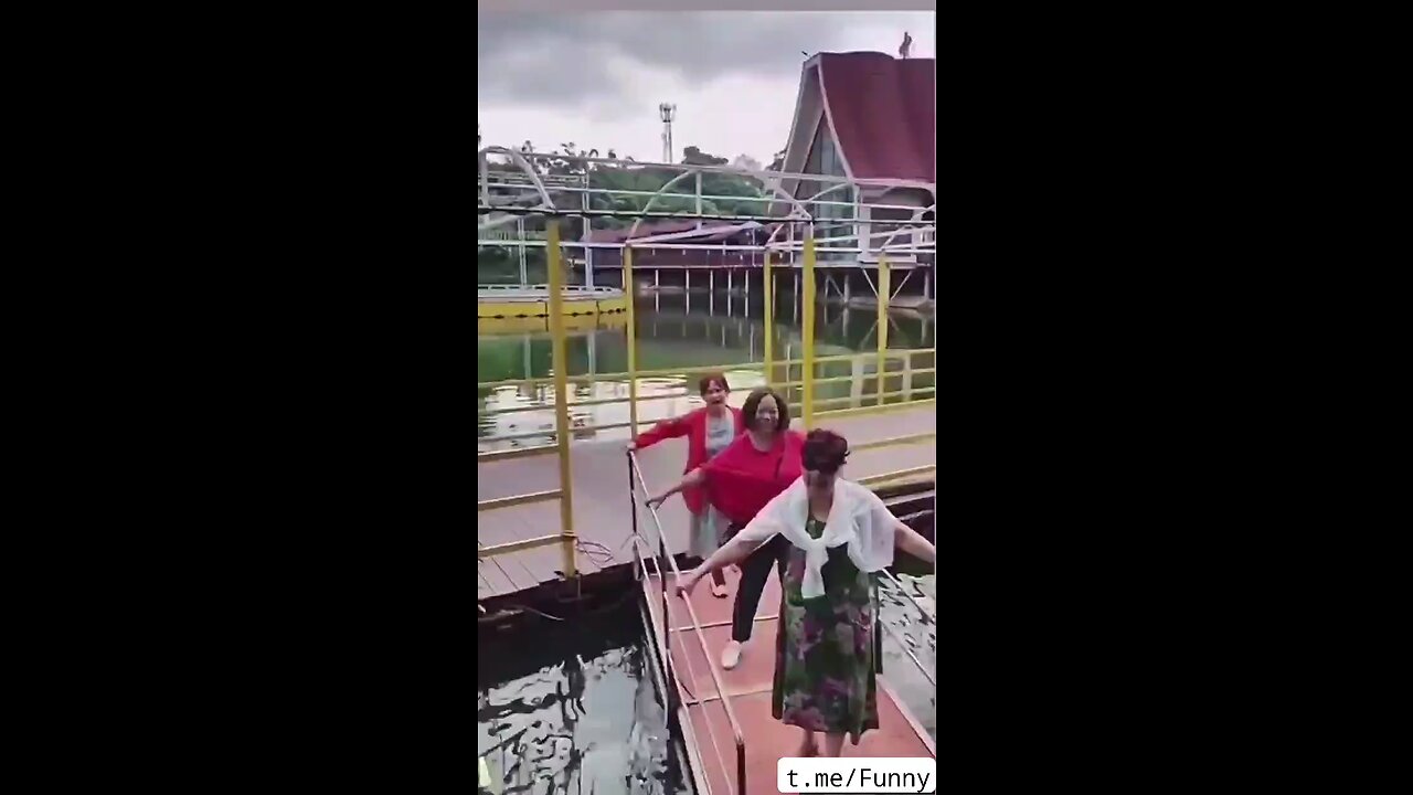 Ladies fall off a bridge