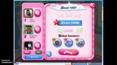 Candy Crush Level 1567 Audio Talkthrough, 2 Stars 0 Boosters
