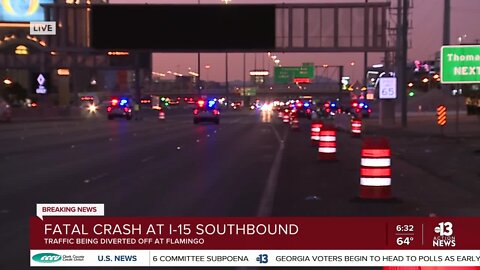 Pedestrian killed after being 'hit multiple times' on southbound I-15 at Flamingo, police say