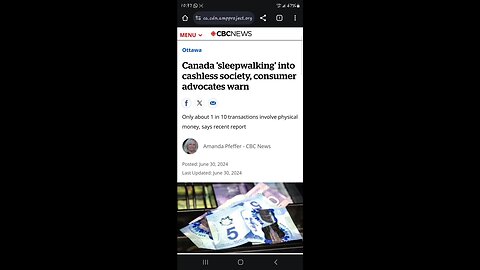 RE_Canada Sleepwalking into a cashless society ( In the news)