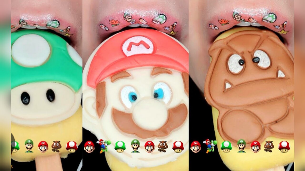 ASMR 10 MINUTES FOR SLEEP SUPER MARIO MOVIE EMOJI FOOD CHALLENGE MUKBANG eating sounds|