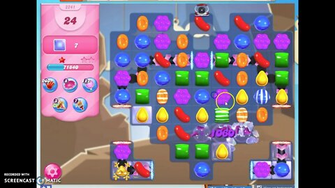 Candy Crush Level 2241 Audio Talkthrough, 1 Star 0 Boosters