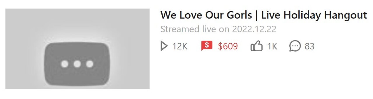 12-22-2022 The YouTube Underground PRIVATED "We Love Our Gorls Live Holiday Hangout" no chat