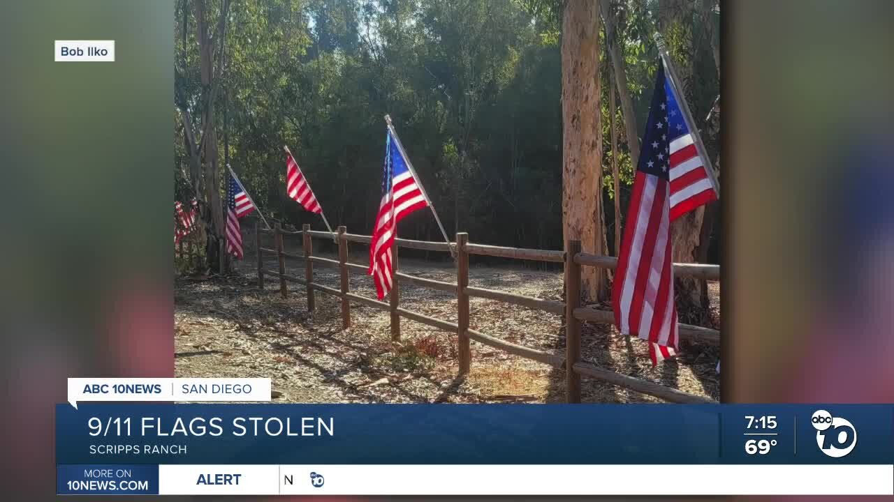 American flags put up to honor 9/11 stolen in Scripps Ranch