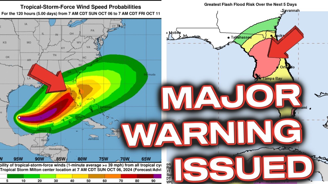 Urgent Warning, Tropical Storm Milton Threatens Florida & Spike in EQ's Around Mt Adams