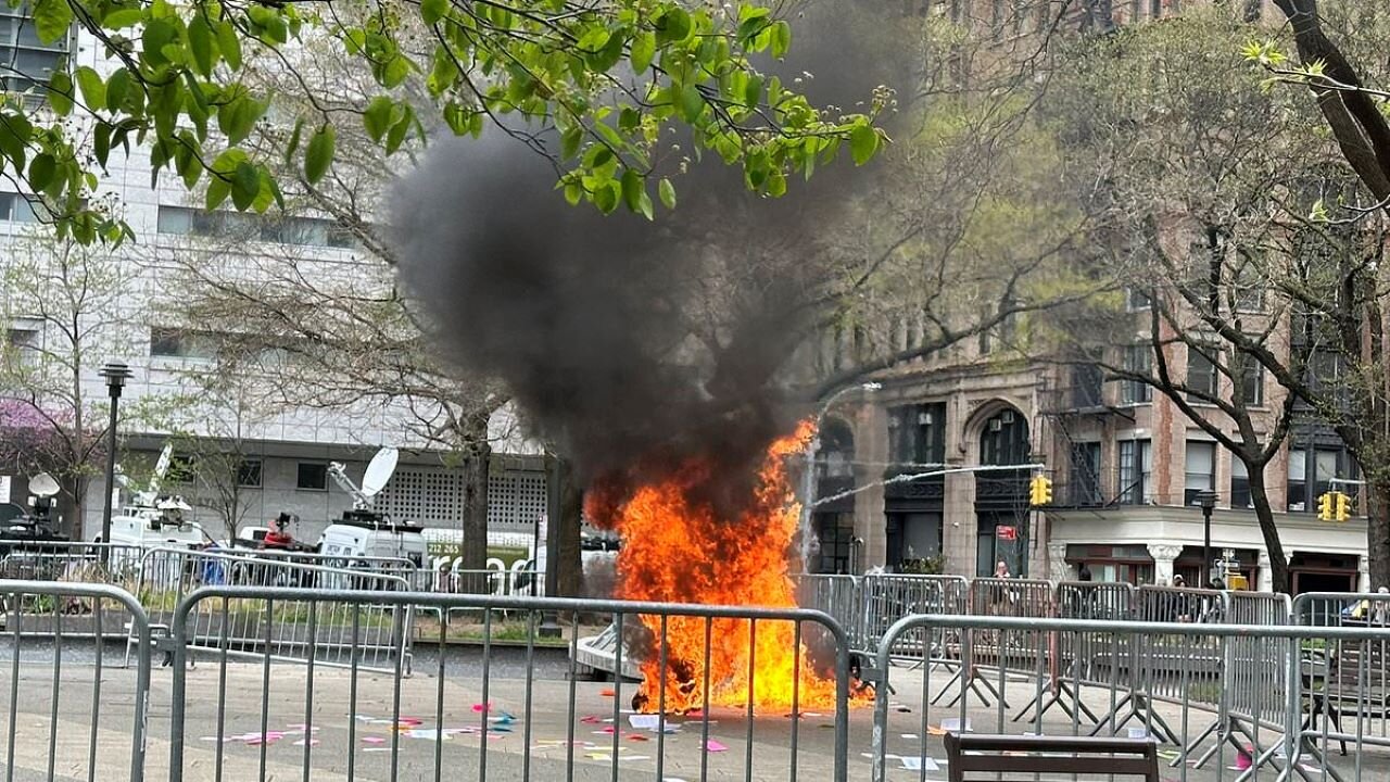 Man Sets Himself On Fire Outside Trump Trial In Horrific Scene As Onlookers Watch Wild Blaze