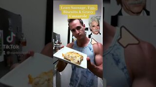 Lean Sausage, Egg, Biscuits & Gravy Breakfast Casserole (Sam Elliot Impression)