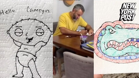 Dad surprises kids with awesome napkin art in their lunchboxes