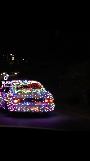 Christmas lights on a car