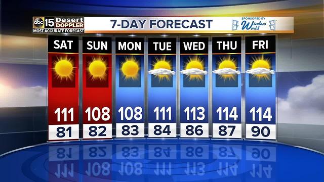 It's going to be a warm weekend with temperatures reaching 111