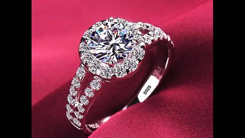 With Certificate Original 18K White Gold Color Ring Luxury