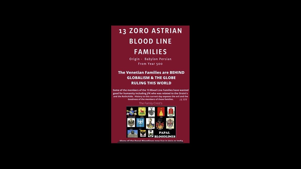 🚨The 13 Zoro-Astrian Bloodline Families 🚨 Must Watch Video 🚨Explains Who and Why🚨