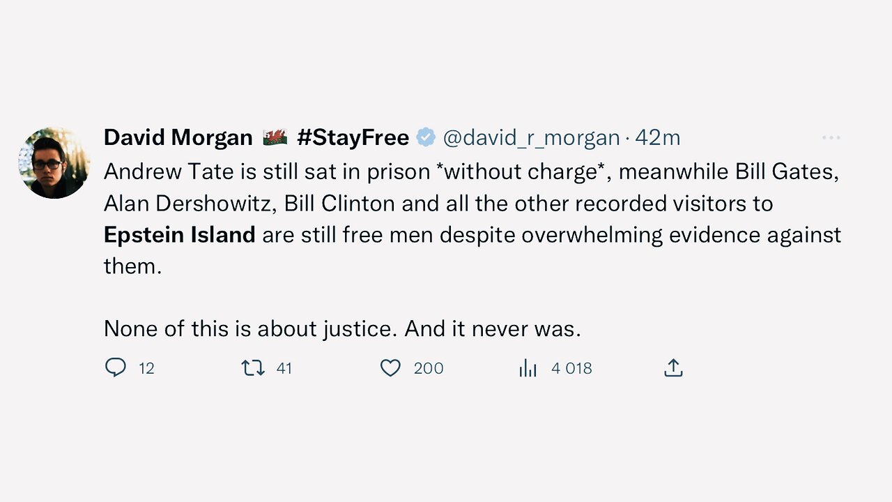 ANDREW TATE JAILED WITHOUT CHARGE BUT B. GATES (REGULAR AT EPSTEIN'S ISLAND) WALKS FREE | 17.02.2023