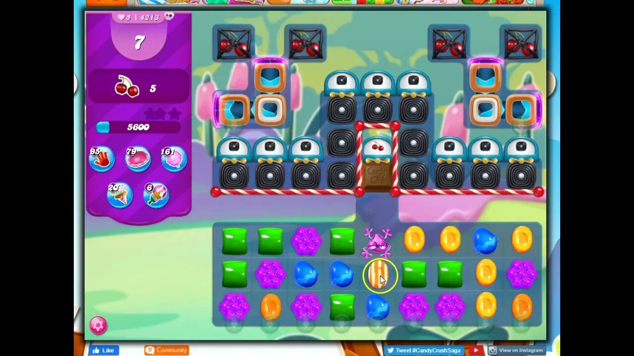 Candy Crush Level 4213 Talkthrough, 13 Moves 0 Boosters