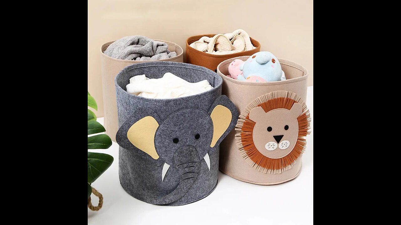 Cartoon Storage Basket Foldable Kids Toys Clothes Shoes Storage Bucket