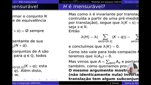 Medida e Integração: A existência de subconjuntos não mensuráveis para a medida de Lebesgue na reta.