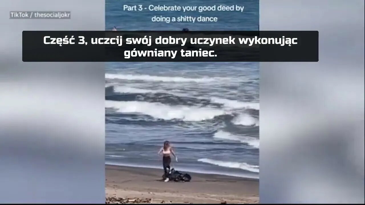 Influencerka udaje, że sprząta australijską plażę, a po odstawieniu szopki zostawia śmieci.