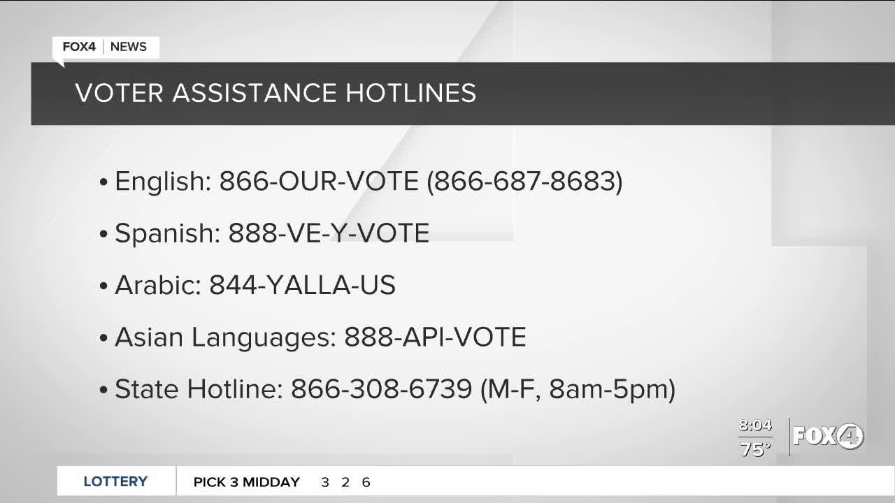 Voter assistance hotline numbers for Southwest Florida