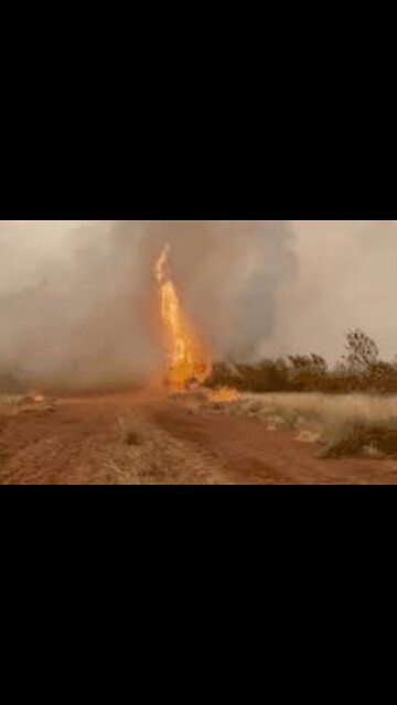 Fire tornado whips through farmland in Australia