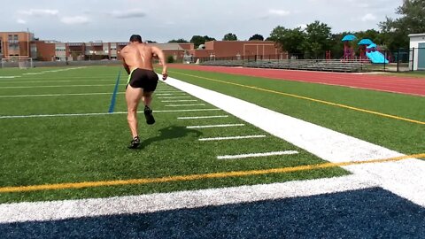 "Long sprint day": 50 and 120 yards on the field