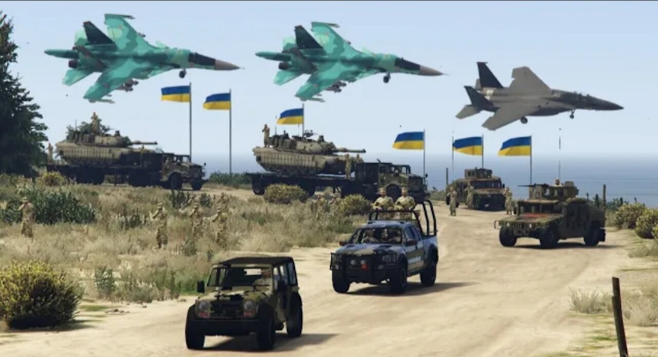 Russian Airstrikes to Destroy Ukraine Military Tanks Convoy | Air War in Ukraine - GTA 5