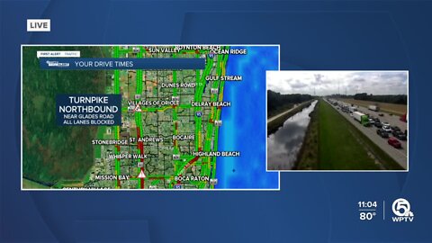 Fatal crash causes delays on Florida's Turnpike in southern Palm Beach County