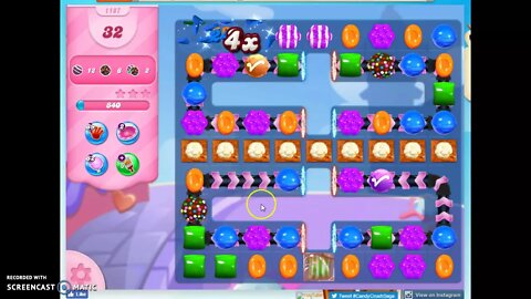 Candy Crush Level 1187 Audio Talkthrough, 3 Stars 0 Boosters