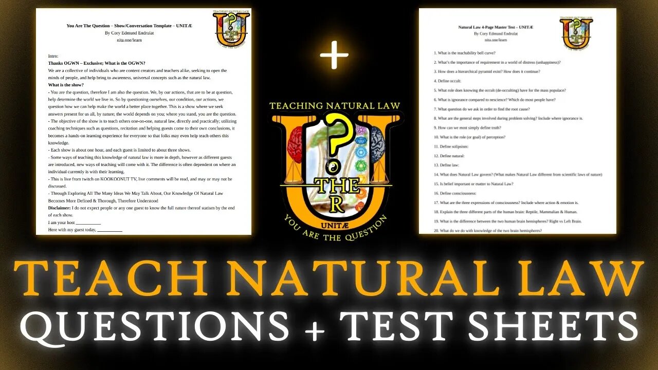 Teach Natural Law: Questions Sheet + Test Sheet | Have Your Own Show