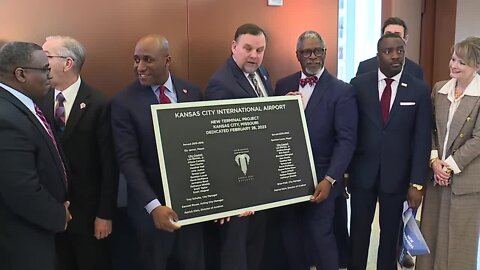 New single terminal at Kansas City International Airport dedicated with plaque