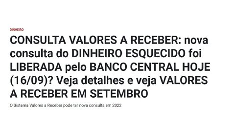 Nova consulta do DINHEIRO ESQUECIDO foi LIBERADA pelo BANCO CENTRAL