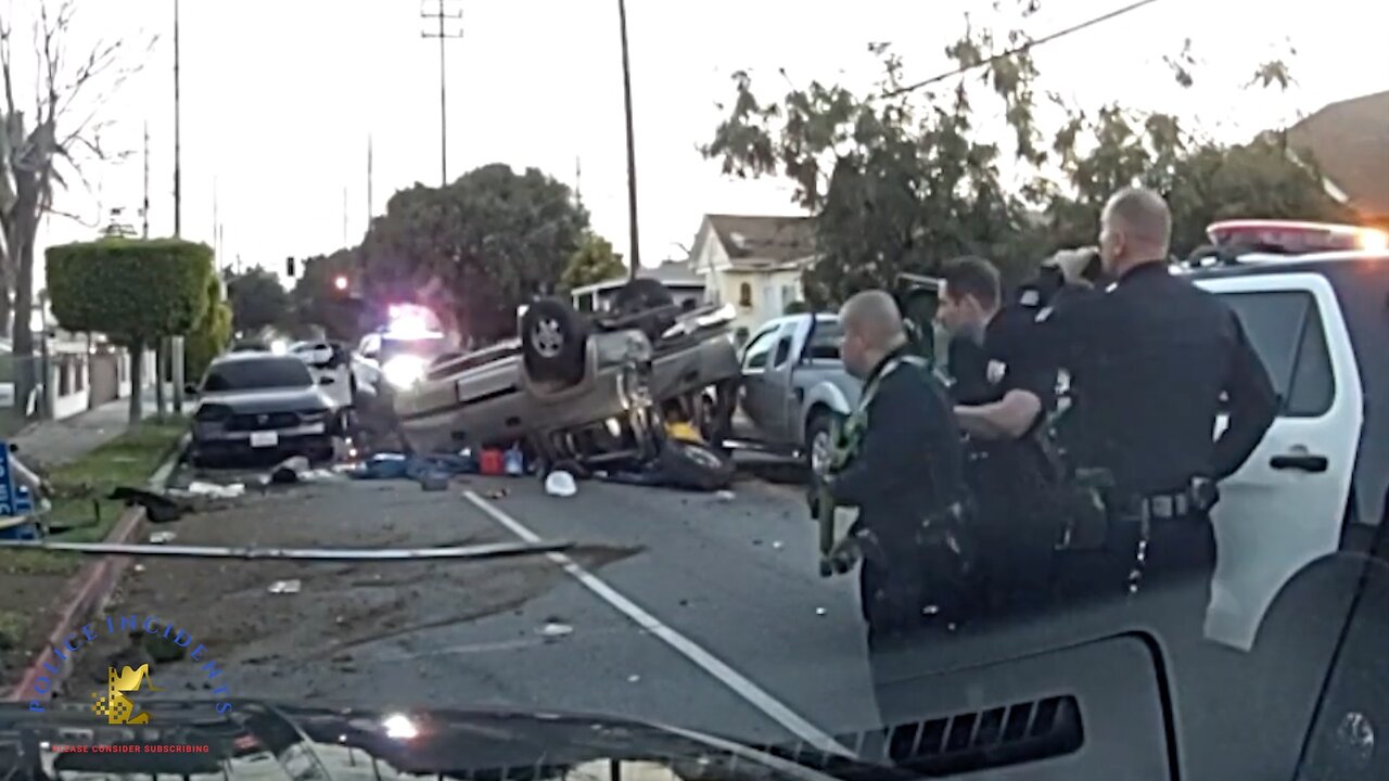 Bicyclist killed during police chase that ended in rollover crash in South Los Angeles