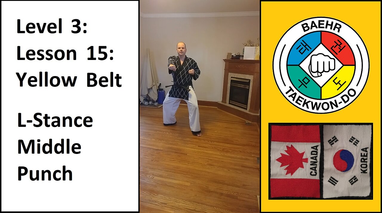 Baehr Taekwondo: 03-15: Yellow Belt: L-Stance - Middle Punch