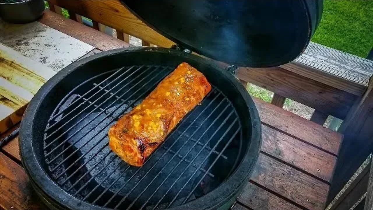 Peach Glazed Pork Loin on the Big Green Egg